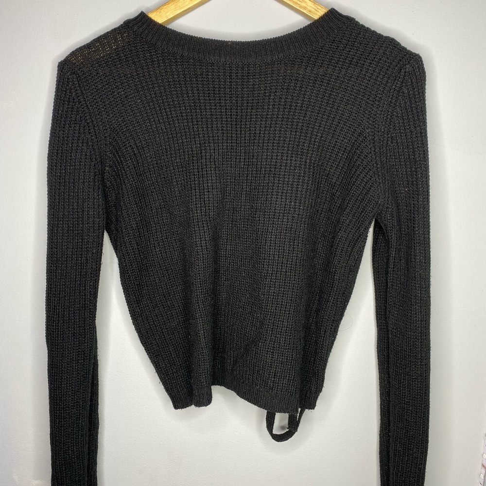 Black Lace Up Sweater